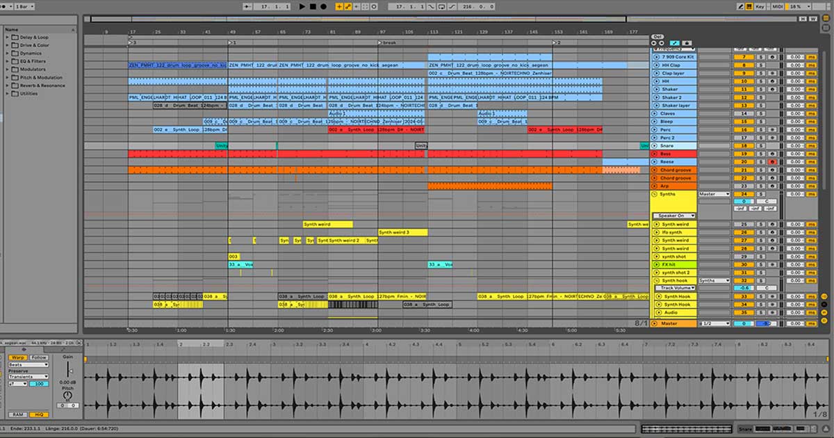 Bild einer Audio-Produktion mit der Software Ableton Live